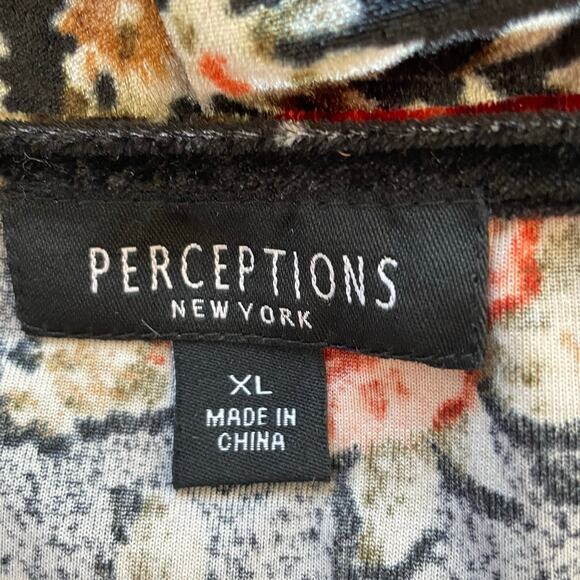 Perceptions New York Black Red Floral Velvet Dress Sz XL Romantic Whimsygoth - Picture 5 of 8